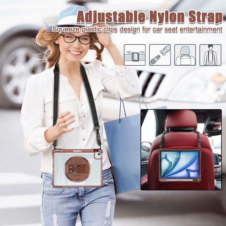 Funda híbrida TPU para iPad Air 11 (2025/2024) y Pro 11 (2022) con soporte giratorio y agarre (Chocolate)