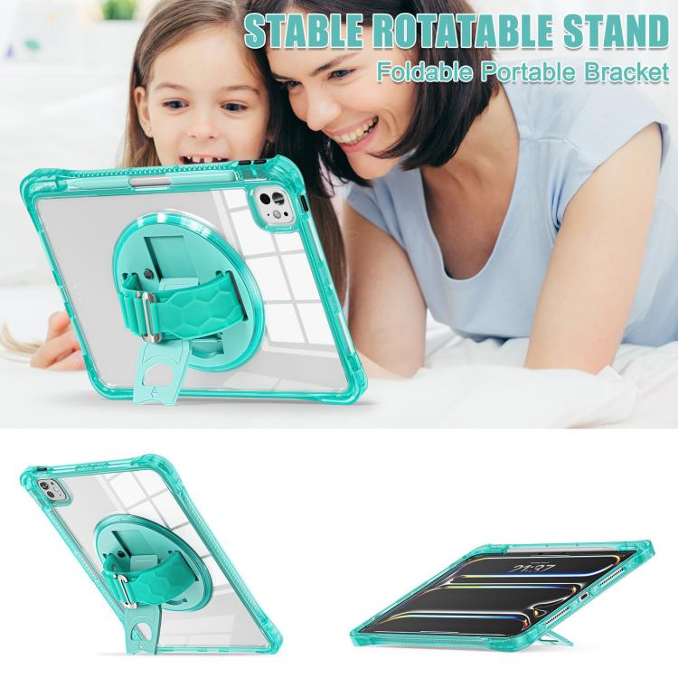 Funda Híbrida TPU para iPad Pro 11 (2024) con Soporte Giratorio y Agarre (Verde Claro)