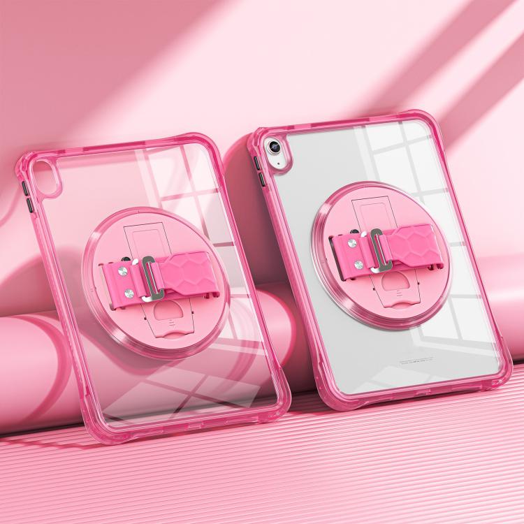 Funda Híbrida TPU Transparente con Soporte Giratorio para iPad 10.ª Generación 10.9 (2022) (Rosa Roja)