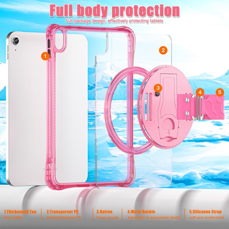 Funda Híbrida TPU Transparente con Soporte Giratorio para iPad 10.ª Generación 10.9 (2022) (Rosa Roja)
