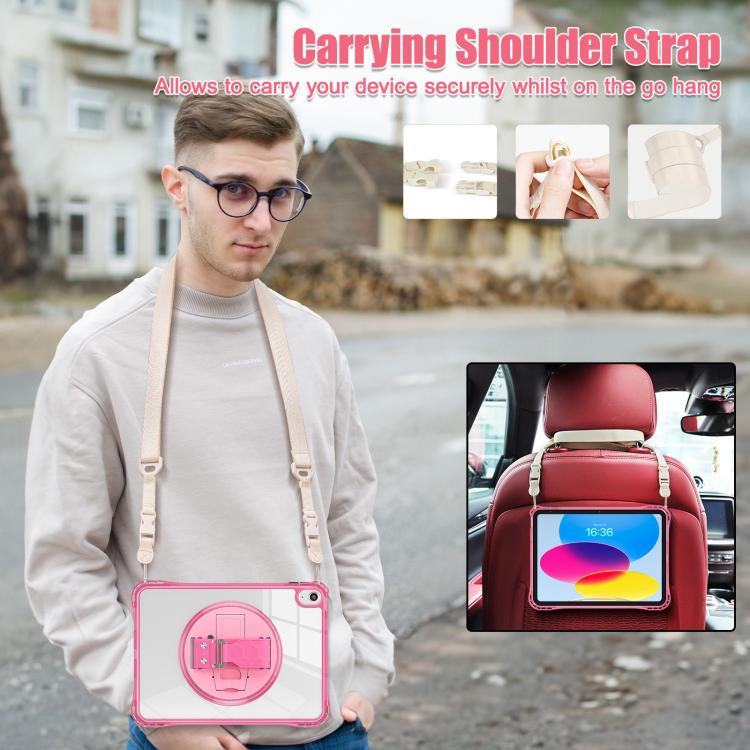 Funda Híbrida TPU Transparente con Soporte Giratorio para iPad 10.ª Generación 10.9 (2022) (Rosa Roja)