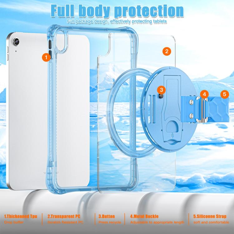 Funda Híbrida TPU para Tableta iPad 10.ª Generación 10.9 con Soporte Giratorio (Azul Claro)