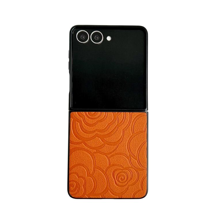 Funda protectora con estampado de camelia para Samsung Galaxy Z Flip7 5G (naranja)