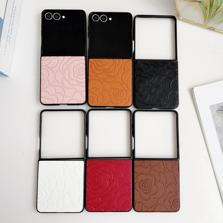 Funda protectora con estampado de camelia para Samsung Galaxy Z Flip7 5G (naranja)