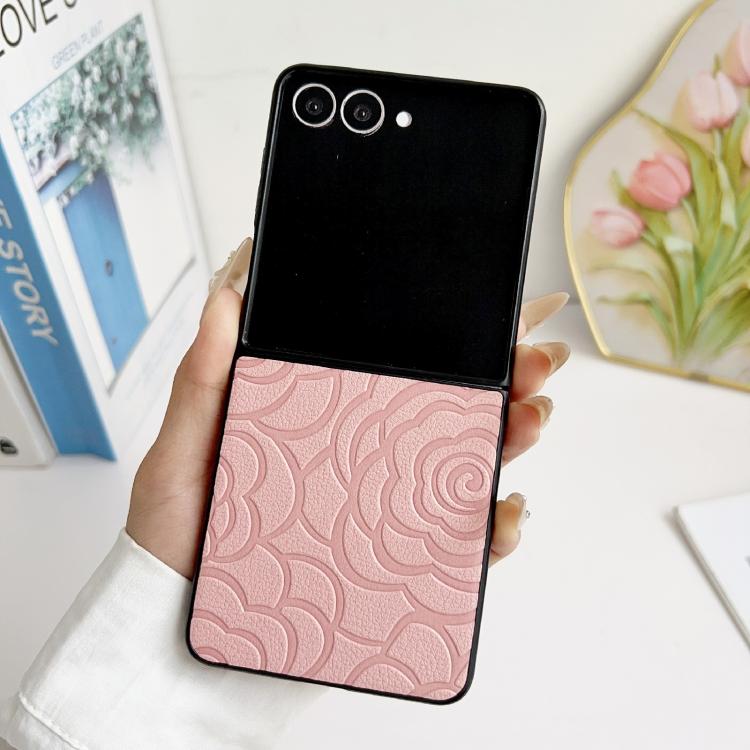 Funda protectora con estampado de camelia para Samsung Galaxy Z Flip7 5G (rosa)