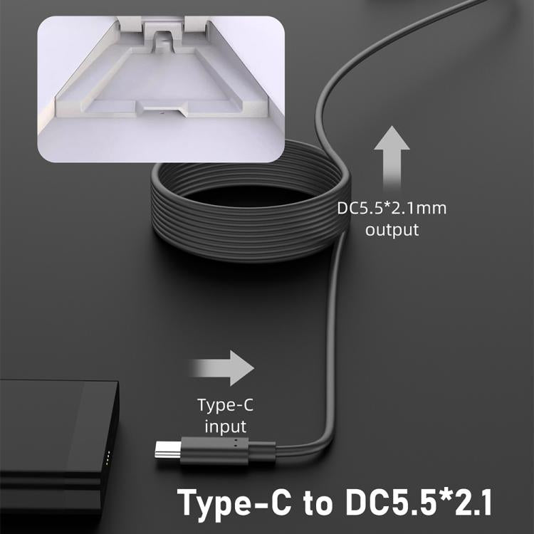 Adaptador de Carga Tipo C a CC 5,5 x 2,1 mm 100 W para Computadora, Longitud 3 m