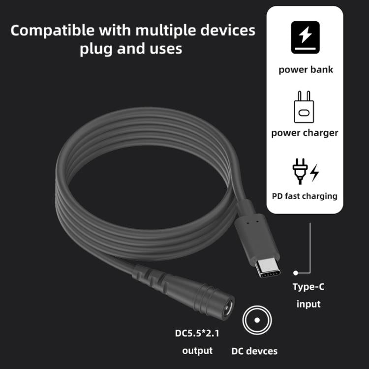 Adaptador de Carga Tipo C a CC 5,5 x 2,1 mm 100 W para Computadora, Longitud 3 m