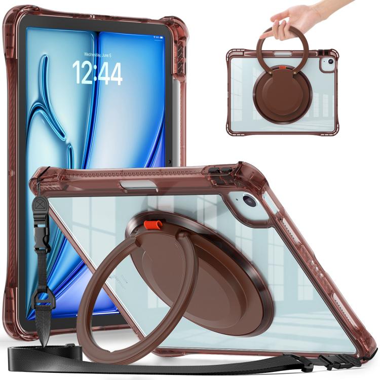 Funda Híbrida TPU para iPad Air 13 (2024/2025) con Asa Giratoria y Anillo (Chocolate)