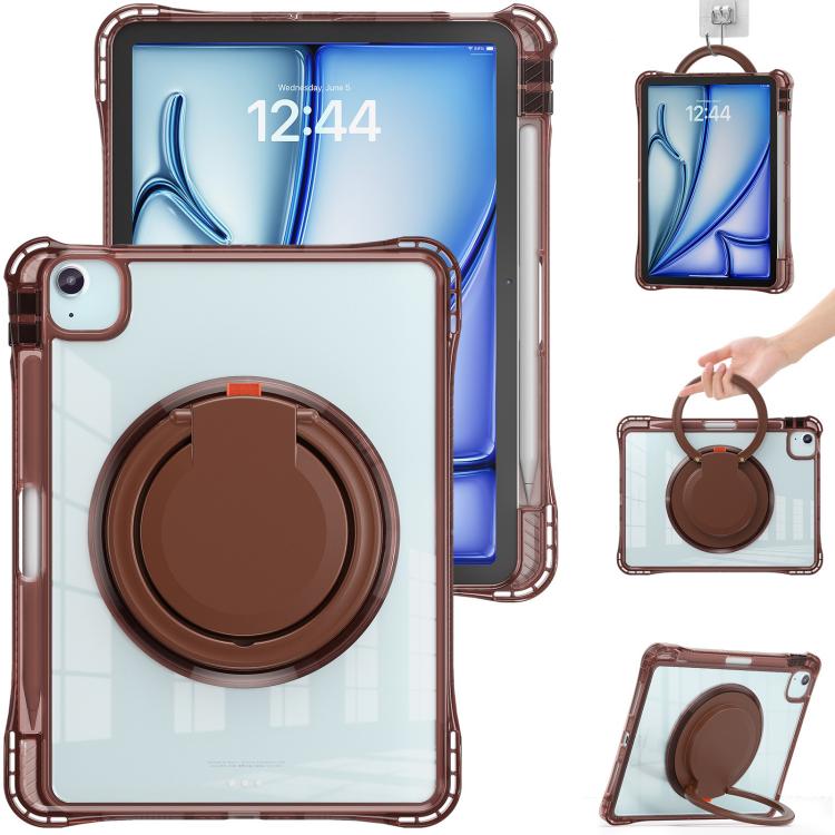 Funda Híbrida TPU para iPad Air 13 (2024/2025) con Asa Giratoria y Anillo (Chocolate)