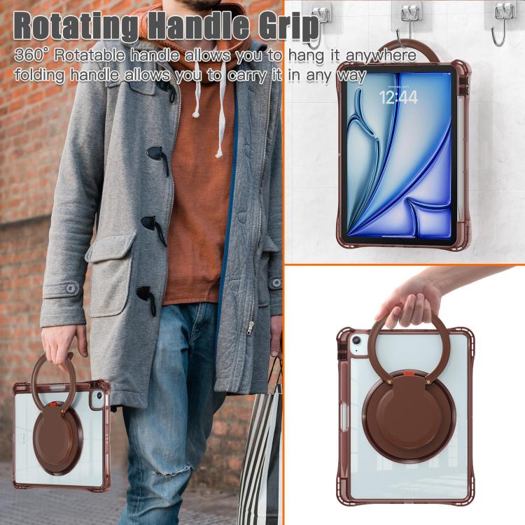 Funda Híbrida TPU para iPad Air 13 (2024/2025) con Asa Giratoria y Anillo (Chocolate)