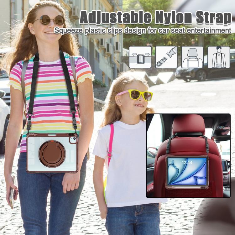 Funda Híbrida TPU para iPad Air 13 (2024/2025) con Asa Giratoria y Anillo (Chocolate)