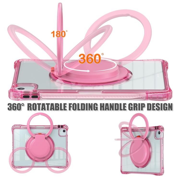 Funda híbrida TPU para iPad Air 11 (2025/2024) y Pro 11 (2022) con asa giratoria (Rosa Roja)