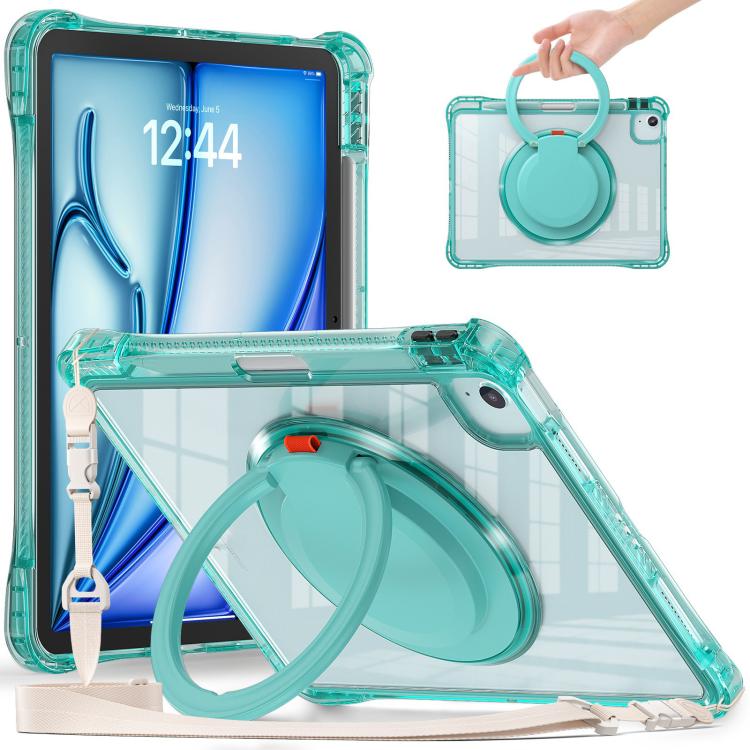Funda Híbrida TPU para iPad Air 11 (2025/2024) y Pro 11 (2022) con Asa Giratoria (Verde Claro)