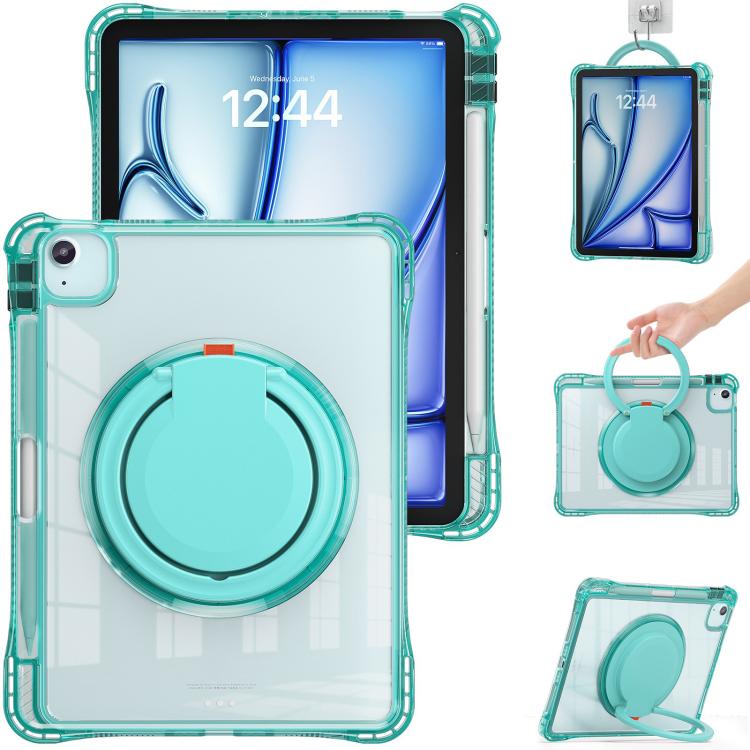 Funda Híbrida TPU para iPad Air 11 (2025/2024) y Pro 11 (2022) con Asa Giratoria (Verde Claro)
