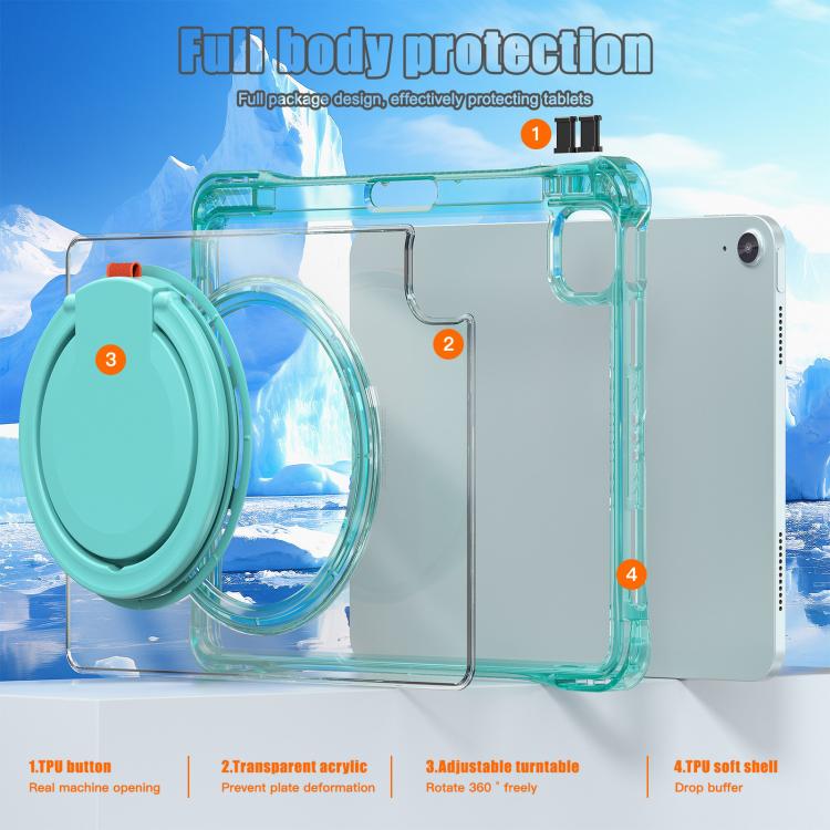 Funda Híbrida TPU para iPad Air 11 (2025/2024) y Pro 11 (2022) con Asa Giratoria (Verde Claro)