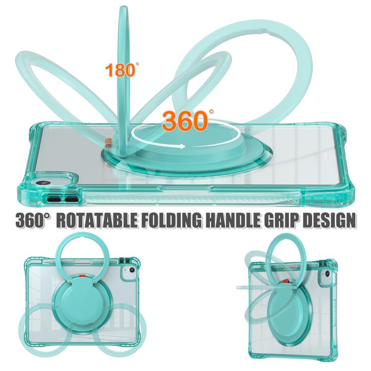 Funda Híbrida TPU para iPad Air 11 (2025/2024) y Pro 11 (2022) con Asa Giratoria (Verde Claro)