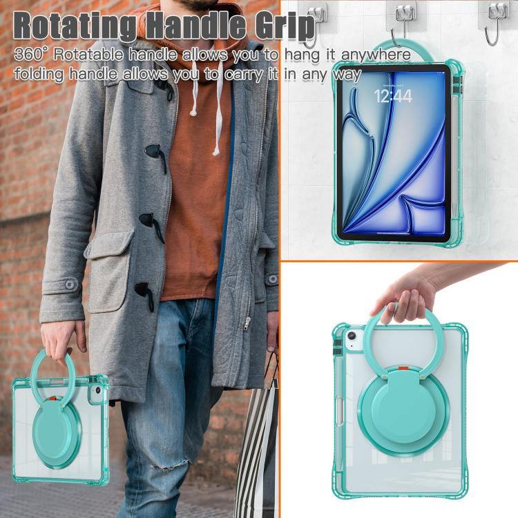 Funda Híbrida TPU para iPad Air 11 (2025/2024) y Pro 11 (2022) con Asa Giratoria (Verde Claro)