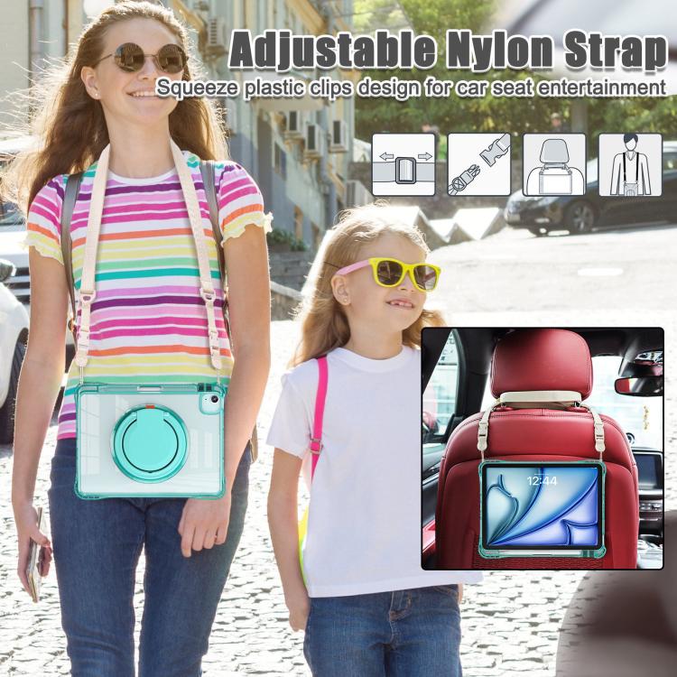 Funda Híbrida TPU para iPad Air 11 (2025/2024) y Pro 11 (2022) con Asa Giratoria (Verde Claro)