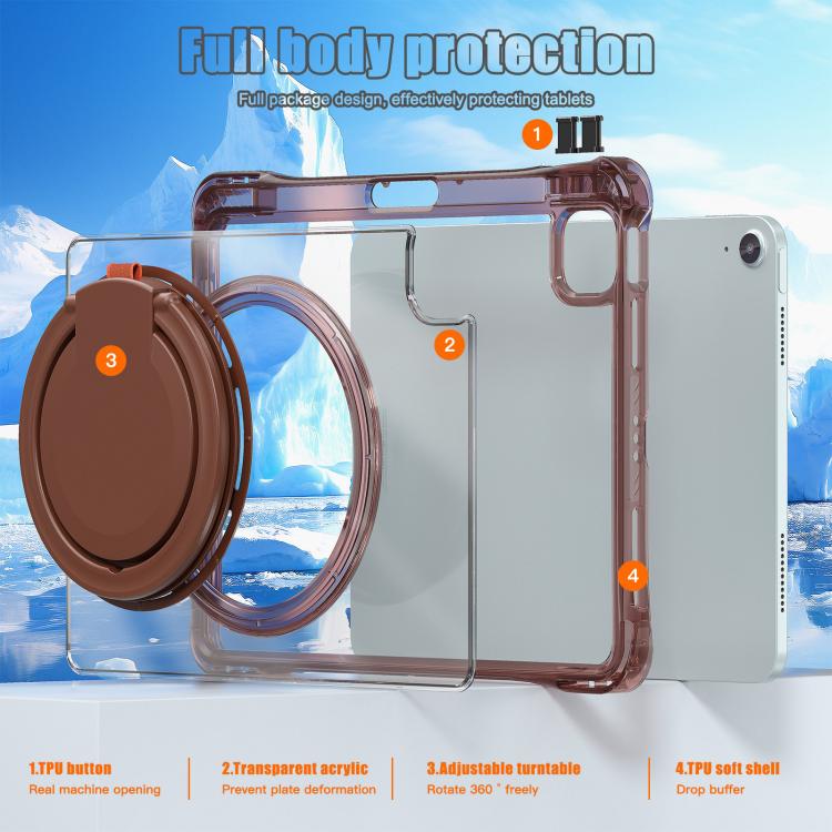 Funda híbrida TPU para iPad Air 11 (2025/2024) y Pro 11 (2022) con asa giratoria (Chocolate)