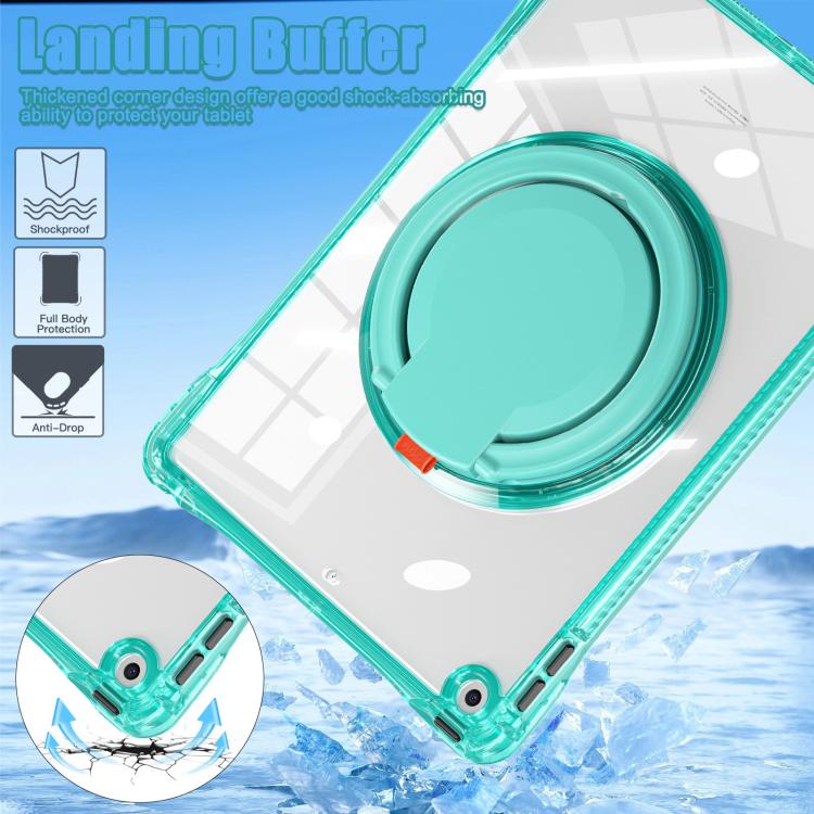Funda Híbrida TPU para iPad 10.2 2021/2020/2019 con Asa Anillo Giratorio (Verde Claro)
