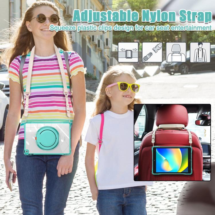 Funda Híbrida TPU para iPad 10.2 2021/2020/2019 con Asa Anillo Giratorio (Verde Claro)