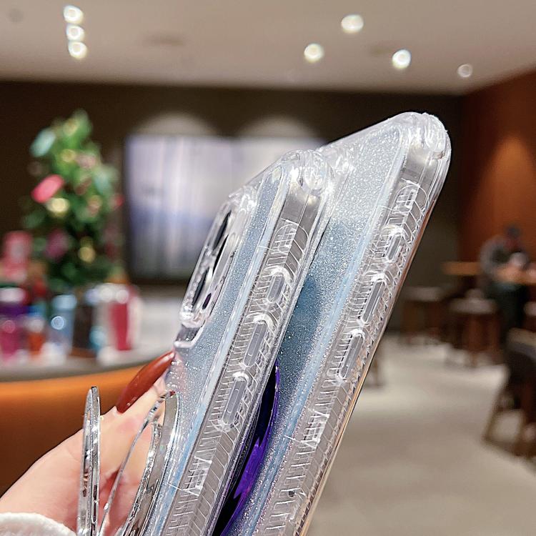 Funda para Teléfono Magsafe para iPhone 14 con Soporte Espejo y Purpurina (Azul)