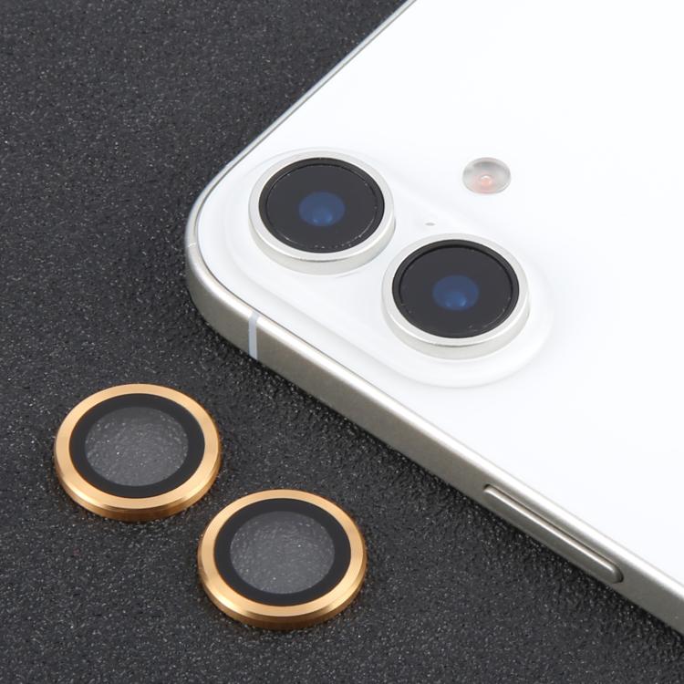 Cubierta de Cámara Trasera Película de Lente de Vidrio Templado 9H para iPhone 15 Plus 15 14 Plus 14 (Dorado)