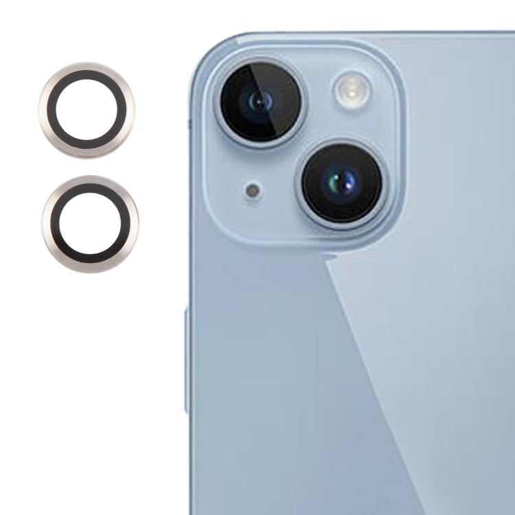 Cubierta de Cámara Trasera Película de Lente de Vidrio Templado 9H para iPhone 15 Plus 15 14 Plus 14 (Plateada)