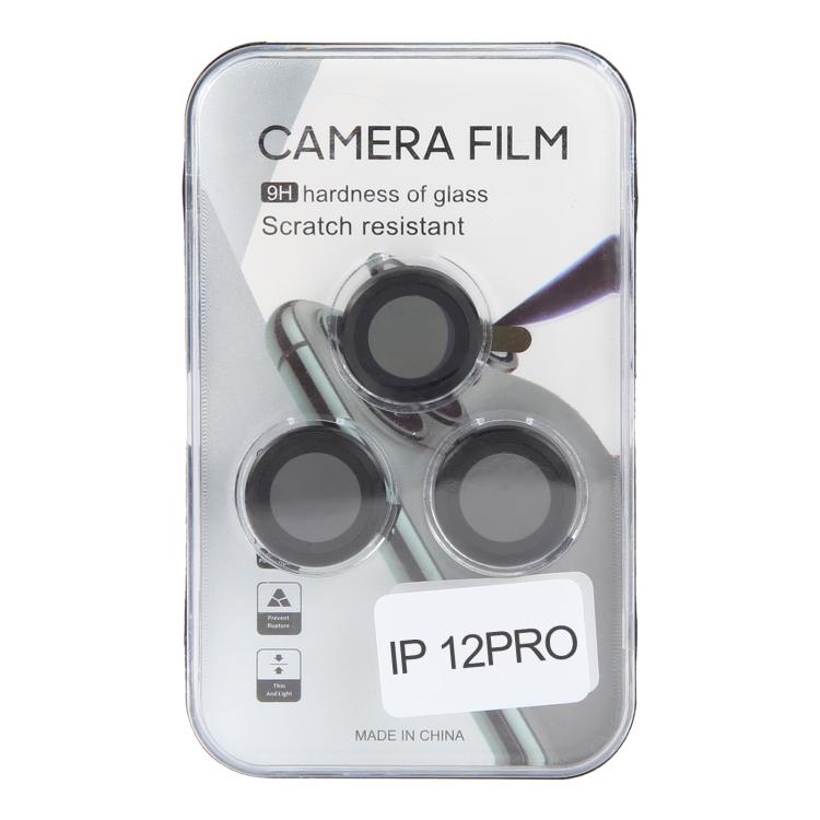 Cubierta de Cámara Trasera iPhone 12 Pro Película de Lente Vidrio Templado 9H (Negro)