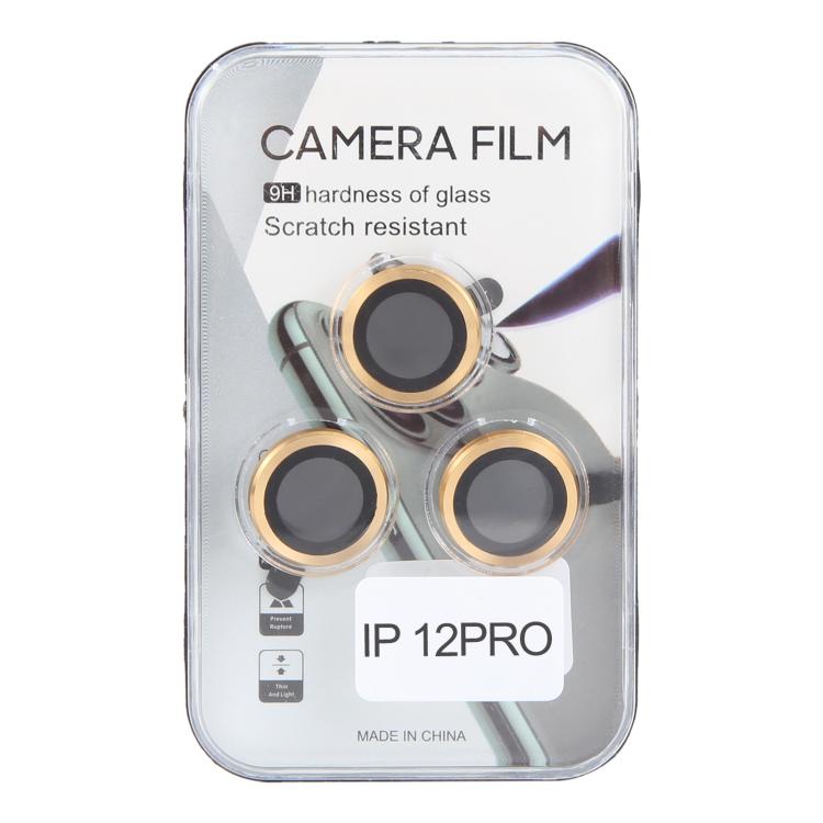 Cubierta de Cámara Trasera iPhone 12 Pro Película de Lente Vidrio Templado 9H (Dorado)