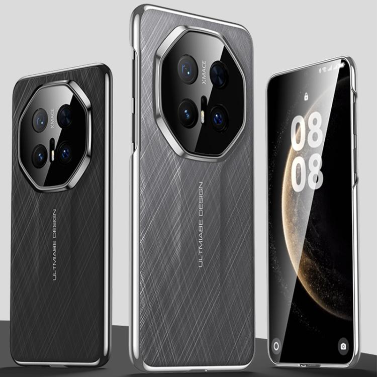 Funda para Teléfono Huawei Mate 70 Diseño Imitación Cuero Liso Pintura PC (Gris)