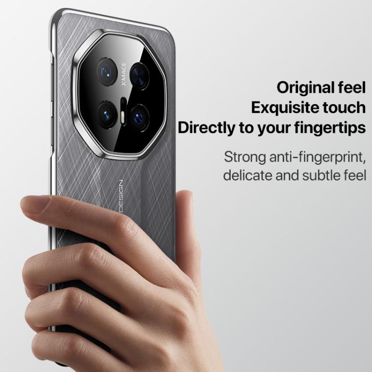 Funda para Teléfono Huawei Mate 60 Diseño Imitación Cuero Liso Pintura PC (Gris)