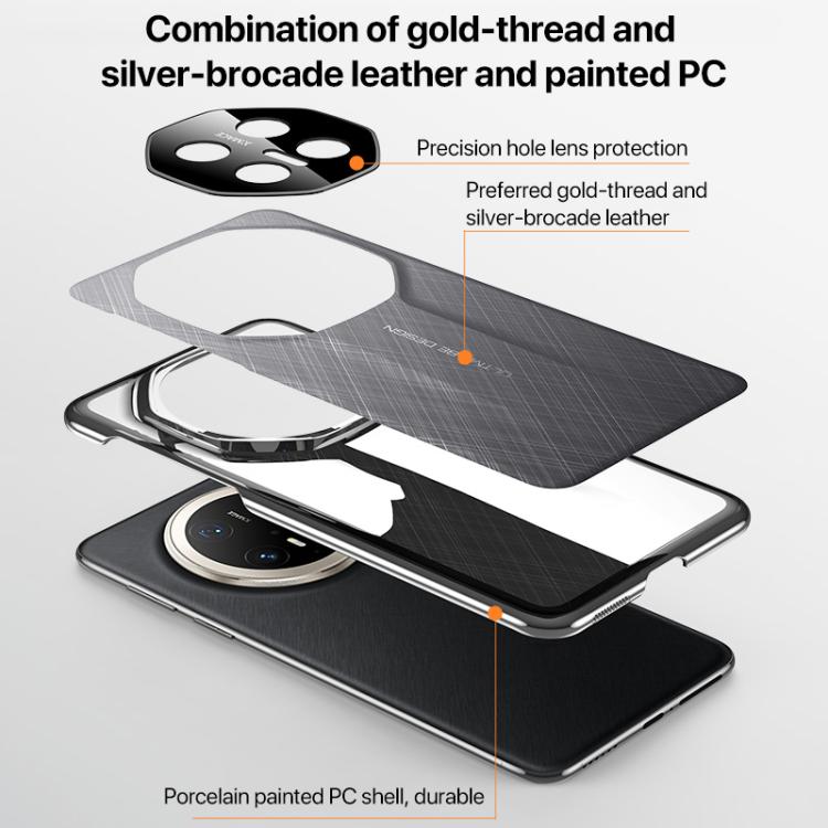 Funda para Teléfono Huawei Mate 60 Pro Diseño Imitación Cuero Liso y Pintura PC (Gris)