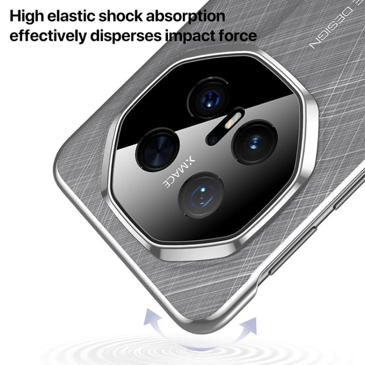 Funda para Teléfono Huawei Mate 60 Pro Diseño Imitación Cuero Liso y Pintura PC (Gris)