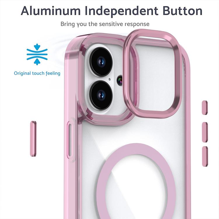 Funda magnética transparente MagSafe para iPhone 16 Plus (morada)
