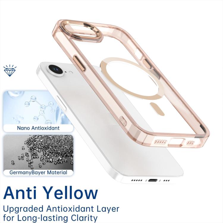 For iPhone 16e MagSafe Magnetic Clear Phone Case(Pink)