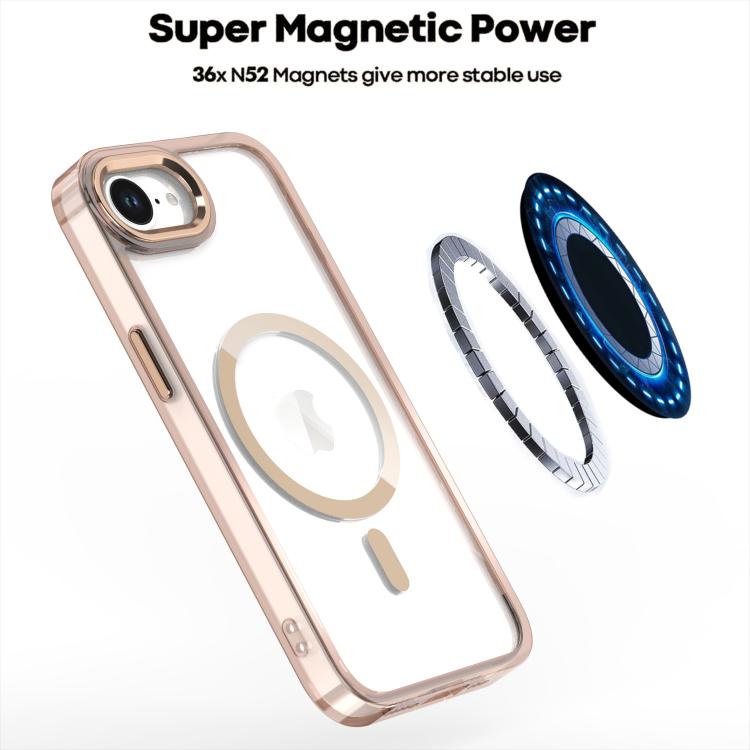 For iPhone 16e MagSafe Magnetic Clear Phone Case(Pink)