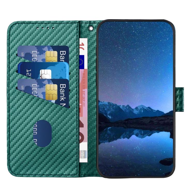 Funda de Cuero Itel A80 Yx0070 con Hebilla de Fibra de Carbono y Cordón (Verde Oscuro)