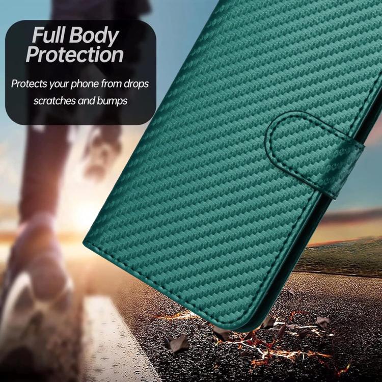Funda de Cuero Itel A80 Yx0070 con Hebilla de Fibra de Carbono y Cordón (Verde Oscuro)