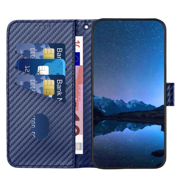 Funda de Cuero con Hebilla de Fibra de Carbono para Itel S25 Yx0070 con Cordón (Azul Real)