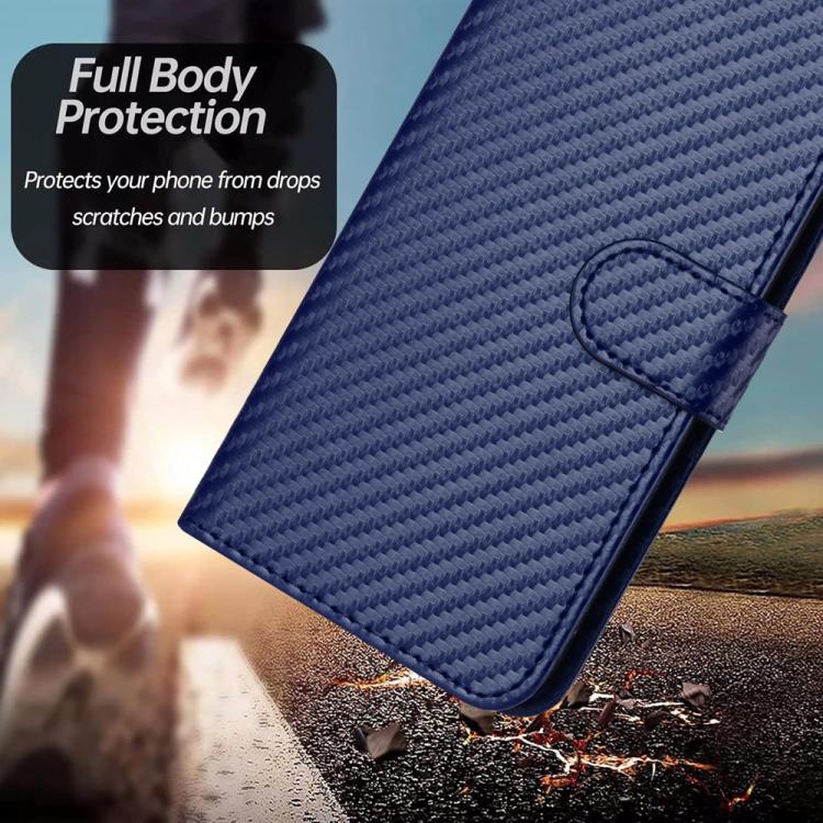 Funda de Cuero con Hebilla de Fibra de Carbono para Itel S25 Yx0070 con Cordón (Azul Real)