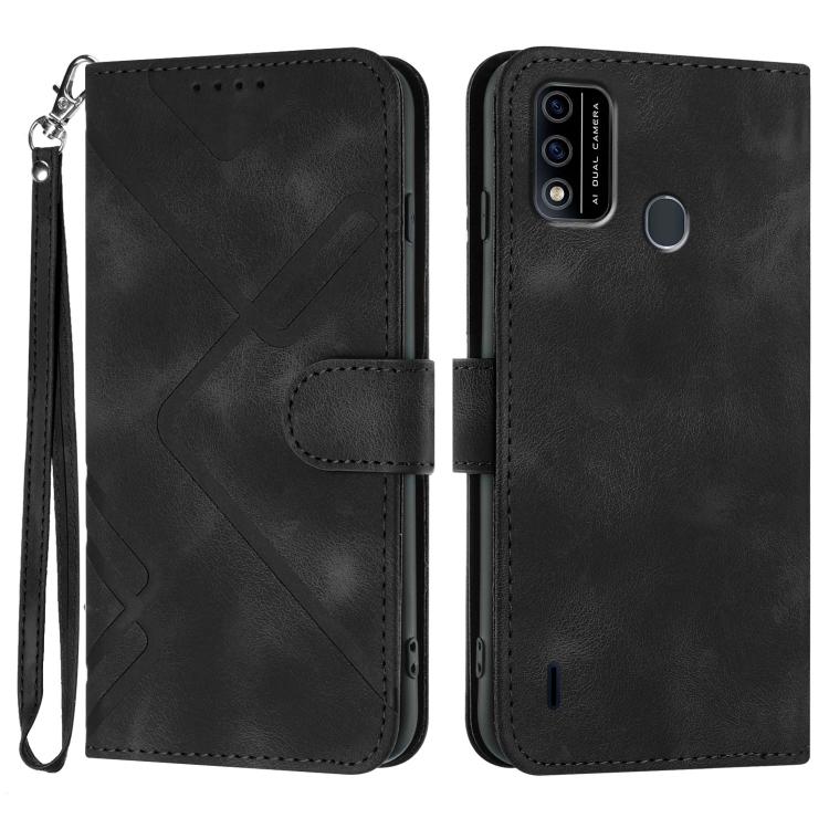 Funda Piel Sintética Itel A48 Diseño de Líneas (Negra)