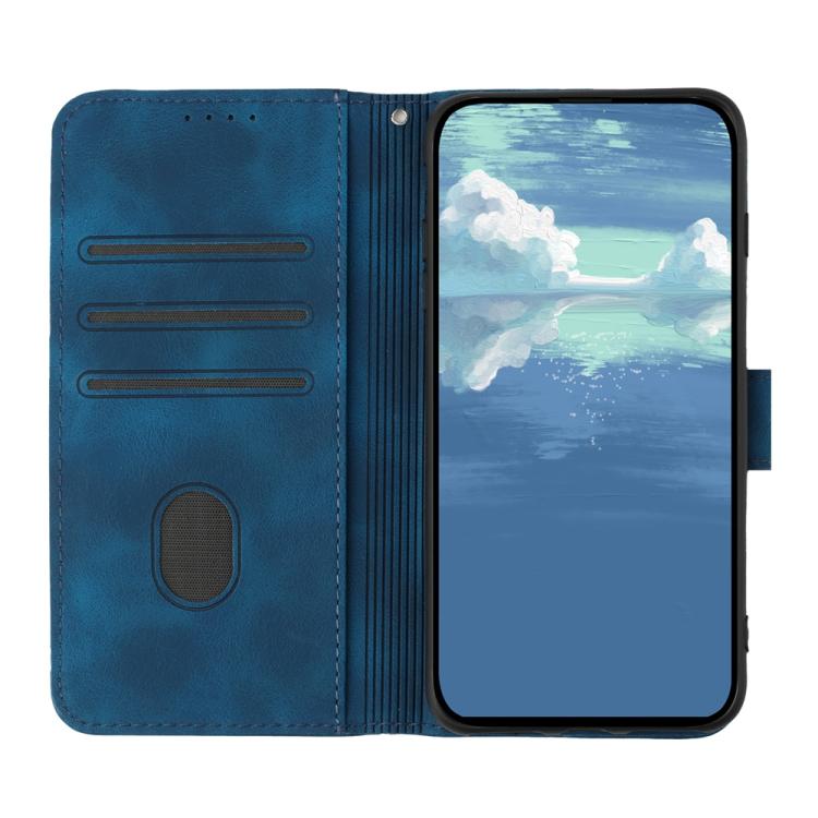 Funda de Cuero para Teléfono Itel A50C con Diseño de Líneas y Tacto Suave (Azul Real)