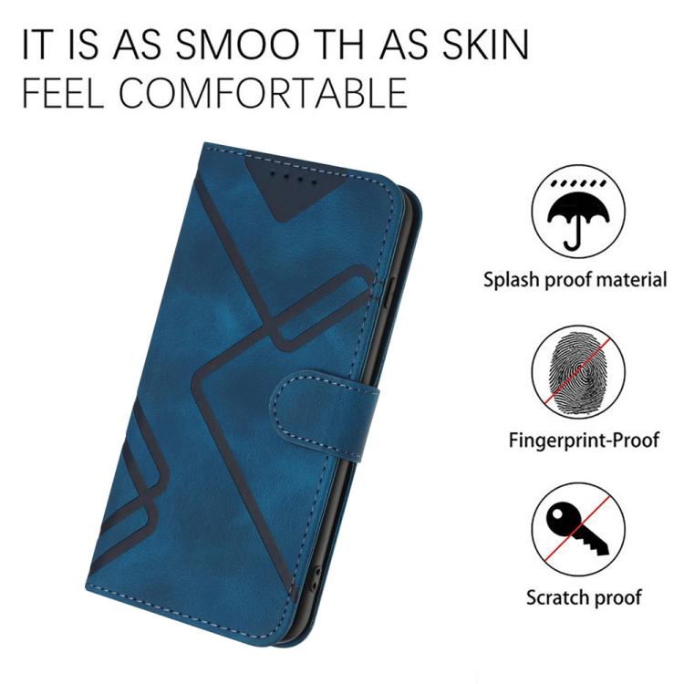 Funda de Cuero para Teléfono Itel A50C con Diseño de Líneas y Tacto Suave (Azul Real)