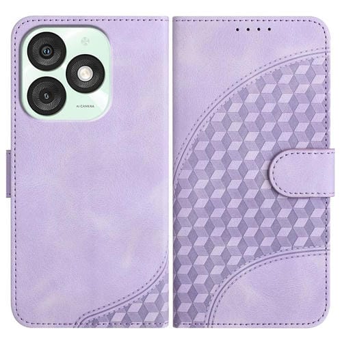 Funda de Cuero con Relieve Cabeza de Elefante para Teléfono Itel A50 con Cordón (Morado Claro)