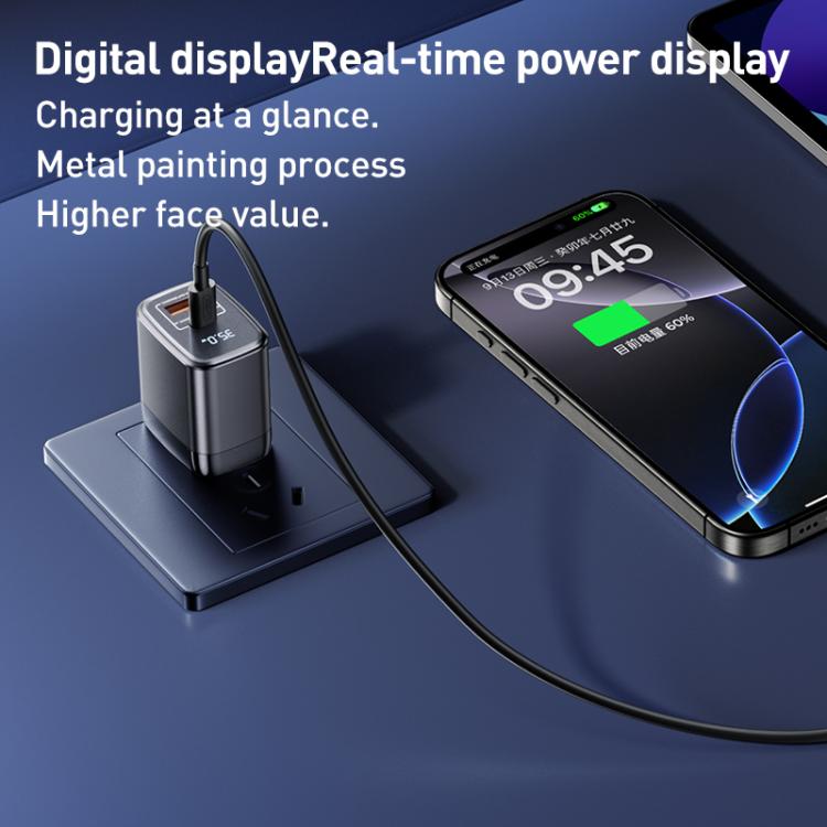 Cargador rápido Remax U2-Ac con pantalla digital Gan Tipo C y USB 35 W (Británico)