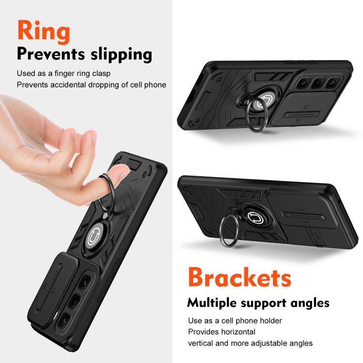 Funda para Teléfono Camshield con Soporte de Anillo para Infinix Hot 50 Pro+ 4G (Negra)