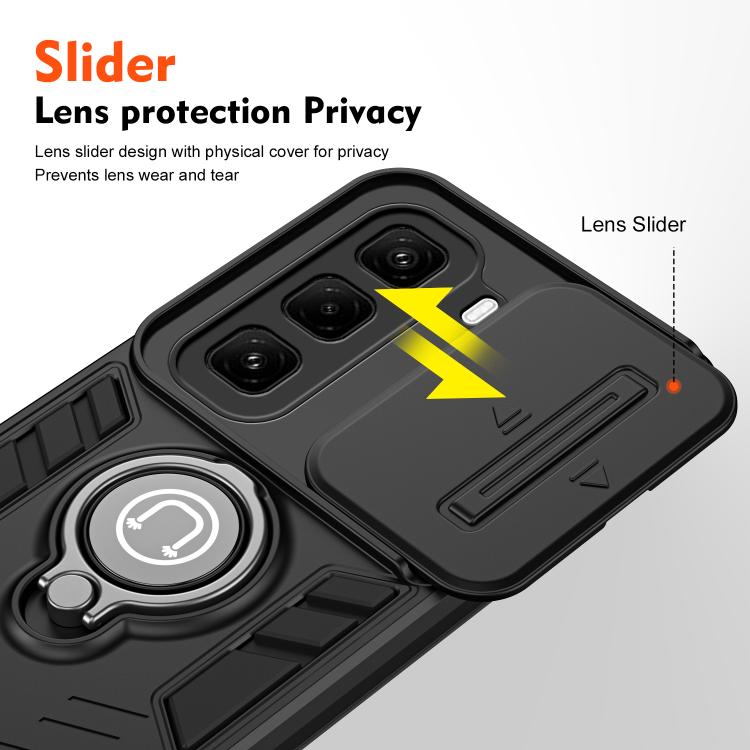 Funda para Teléfono Camshield con Soporte de Anillo para Infinix Hot 50 Pro+ 4G (Negra)