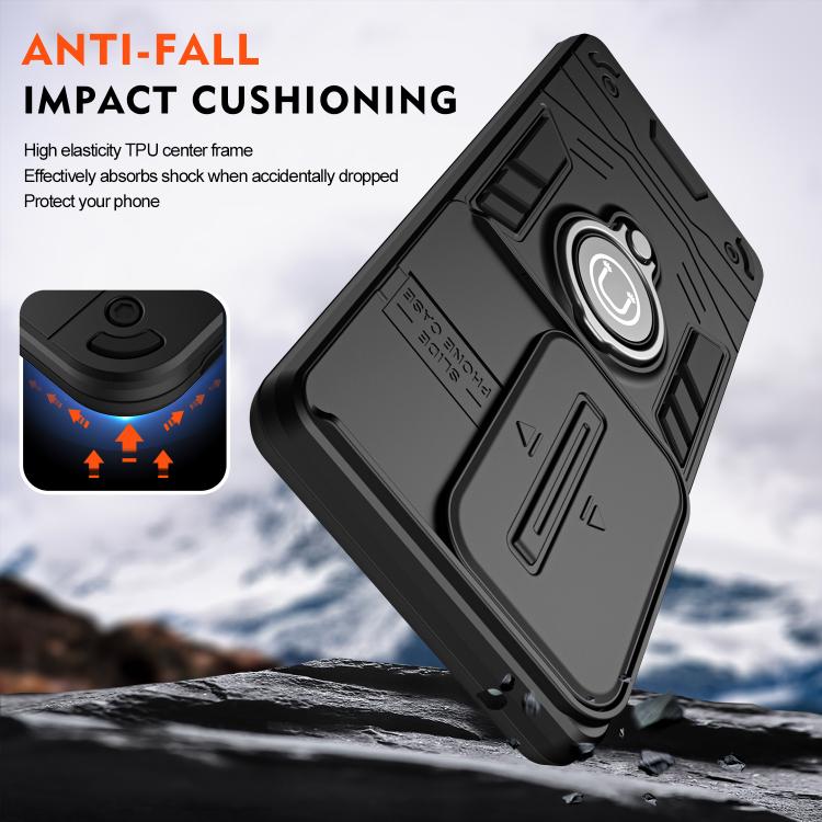 Funda para Teléfono Camshield con Soporte de Anillo para Infinix Hot 50 Pro+ 4G (Negra)