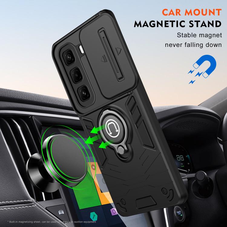 Funda para Teléfono Camshield con Soporte de Anillo para Infinix Hot 50 Pro+ 4G (Negra)